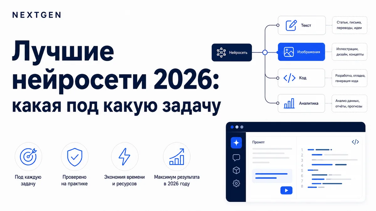 Лучшие нейросети 2026: какая под какую задачу (без топов ради топов)