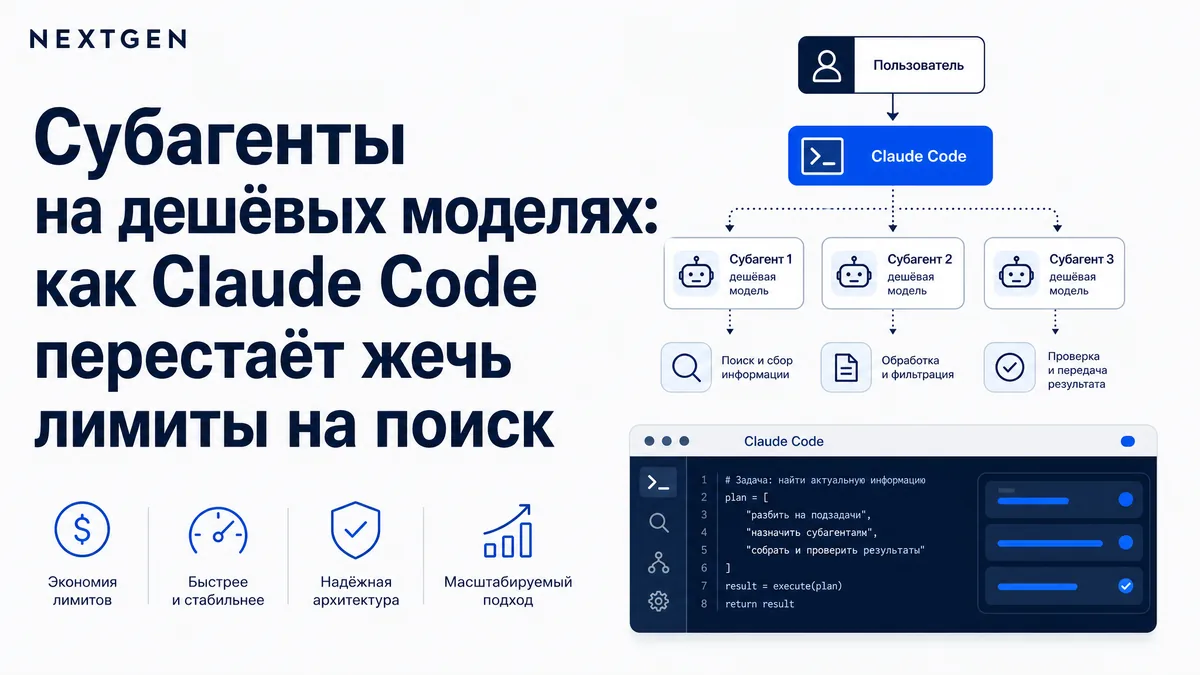 Субагенты на дешёвых моделях: как Claude Code перестаёт жечь лимиты на поиск